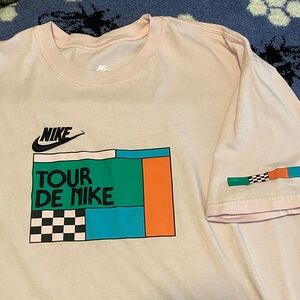 Nike Tour De Nike Tee in Cream with Orange and Teal